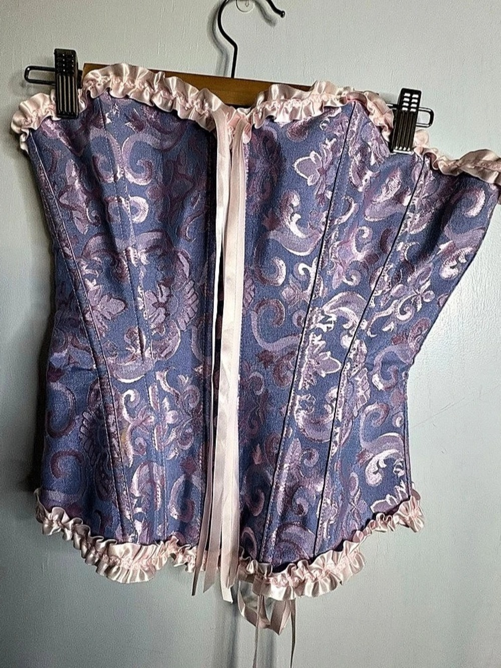 Shyimshi SzM Floral Brocade Corset Ruffle Trim CosPlay RenFaire Coquette Western
